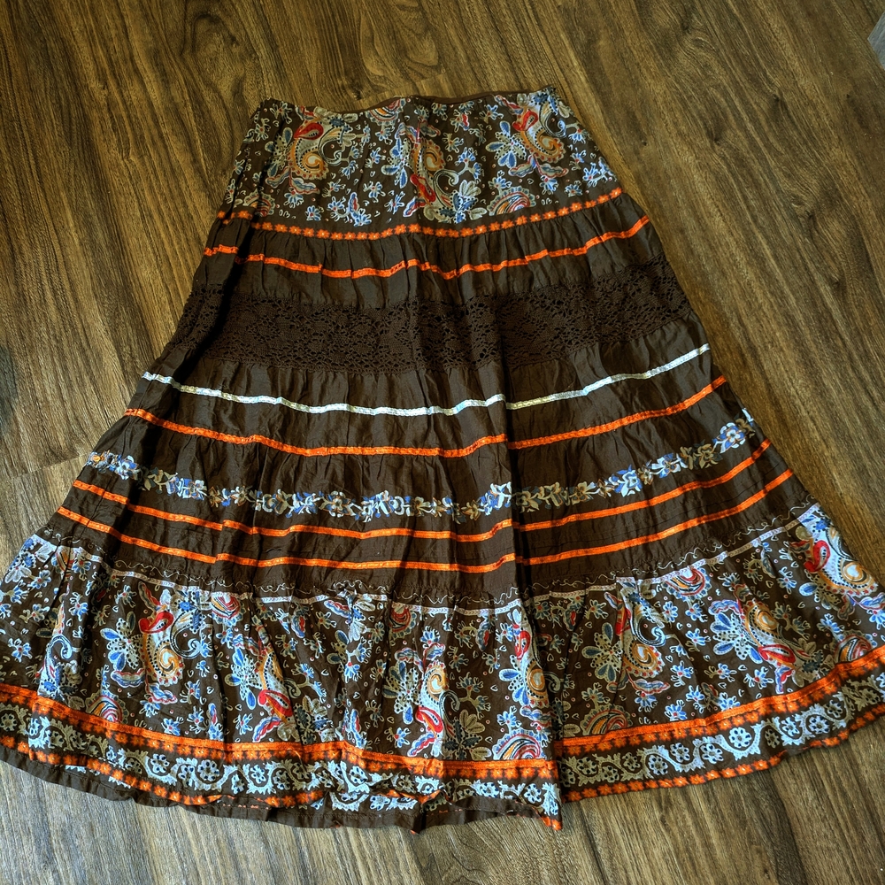 5 For $20 Boho Vibrant Midi Skirt Size 8